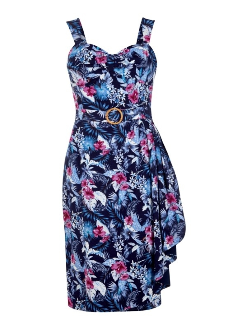 Collectif Navy Floral Midi Sarong Dress